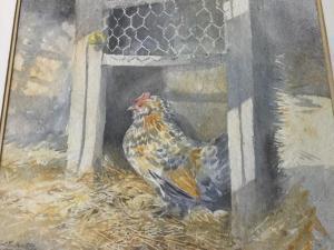SCOTT BOLTON TIM 1947,Study of a hen in chicken coop,Jim Railton GB 2021-12-03