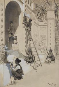 SCOTT DE PLAGNOLLES Georges Bertin, dit 1873-1942,Artistes anamites travaillant ,Chayette et Cheval 2024-04-12