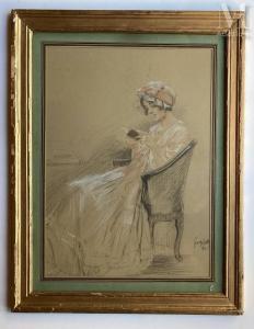 SCOTT DE PLAGNOLLES Georges Bertin, dit 1873-1942,Femme lisant,1911,Millon & Associés FR 2023-10-10