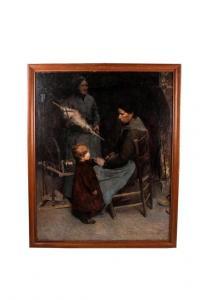 SCOTT Frank Edwin 1862-1929,TWO WOMEN AT LOOM WITH CHILD,Abell A.N. US 2020-07-23