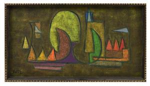 SCOTT Gerald William 1926-2003,Cubist Harbor Scene with Boats,Burchard US 2018-02-25