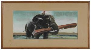 SCOTT Howard 1902-1983,Elephant Working,Brunk Auctions US 2018-09-14