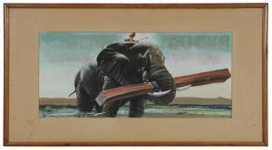 SCOTT Howard 1902-1983,Elephant Working,Brunk Auctions US 2018-05-11