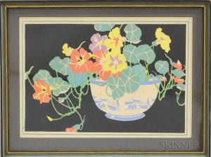 Scott Janet Laura 1888-1968,Nasturtiums in a Blue and White Bowl,Skinner US 2017-07-21
