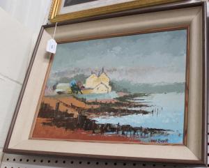 SCOTT Joan,Landscape with Houses and Hills overlooking a Lake,Tooveys Auction GB 2014-11-05