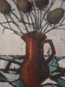 Scott W,still life with thistles in a vase,Crow's Auction Gallery GB 2017-08-02