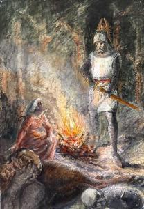 SCOTT William Bell 1811-1890,Knight and Woman by a Fire,David Lay GB 2023-08-24