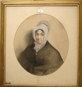 SCOTTISH SCHOOL,A portrait of an elderly lady wearing a white bonn,Dickins GB 2007-10-05