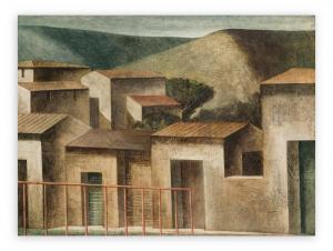 SCUFFI Marcello 1948-2021,Paesaggio con la balaustra rossa,1993,Borromeo Studio d'Arte IT 2024-02-13