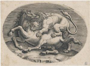 SCULTORI Adamo 1530-1585,Löwe ein Pferd angreifend,Galerie Bassenge DE 2023-06-07