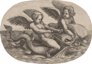 SCULTORI Adamo 1530-1585,Zwei Putten auf Delphinen reitend,Galerie Bassenge DE 2023-06-07