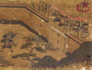 SCUOLA GIAPPONESE,battle scene of samurais,18th century,888auctions CA 2017-10-12