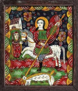 SCUOLA RUMENA,Sfântul Gheorghe luptând cu balaurul,1900,Artmark RO 2017-05-04