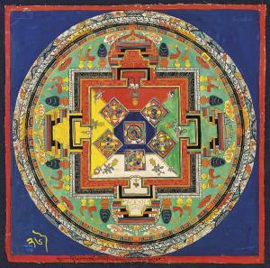 SCUOLA TIBETANA,Colorful cosmic diagram showing typical square wit,Chait US 2017-01-22