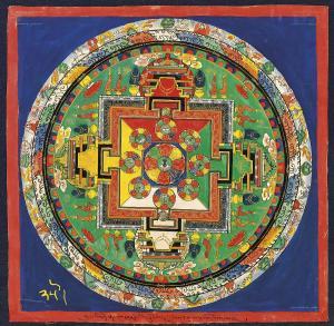 SCUOLA TIBETANA,colorful cosmic diagram showing typical square wit,Chait US 2017-01-22