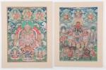 SCUOLA TIBETANA,scenes of central seated figures surrounded by fig,19th century,Garth's 2022-04-10