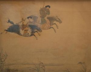 SCUOLA TIBETANA,Tibetan horsemen hunting,Fieldings Auctioneers Limited GB 2017-03-25