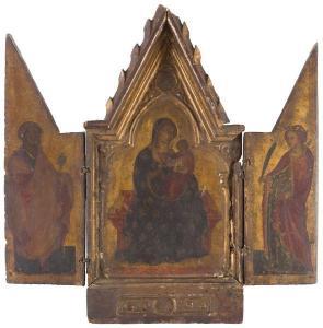 Scuola Umbra,La Vierge à l\’Enfant, entre saint,1380,Ader FR 2021-01-29