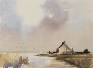 SEAGO Edward Brian 1910-1974,The Broads, at the River Orwell, with sailing boat,Bonhams 2024-03-14