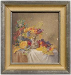 SEARLE Helen R 1830-1884,Still life, vase, glass, center bowl and fruit,Brunk Auctions US 2007-05-19