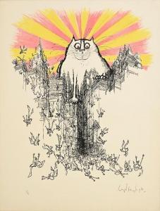SEARLE Ronald W. Fordham 1920-2011,The Coming of the Great Cat God,1968,Morgan O'Driscoll 2024-03-04