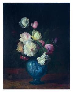 SEAVEY George W 1841-1916,Roses in a Blue Urn,Burchard US 2021-05-16