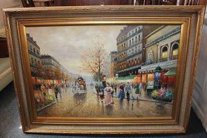 SEBASTION,a Parisian street scene with figures in 19th century dress,Henry Adams GB 2017-05-11