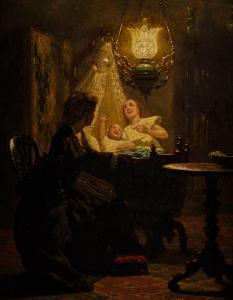 SEBES Pieter Willem 1830-1906,Interior scene with mother and children,Mallams GB 2018-06-07