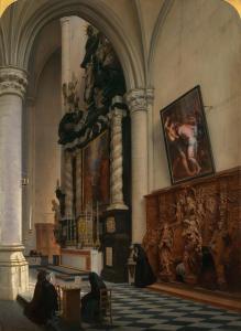 SEBRON Hippolyte,A View into the Cathedral St. Paul, Antwerpen,1857,Palais Dorotheum 2022-11-08