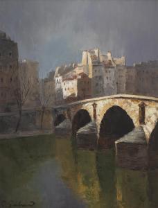 SECHAUD Paul 1906-1982,Lueur sur le pont en hiver,Dogny Auction CH 2019-10-01