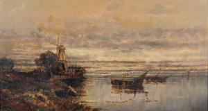 SEDLMAIER KARL 1918,Marina con imbarcazioni e mulino,Antonina IT 2012-11-09