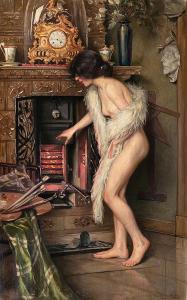 SEEBER Karl Andreas 1855,Nude by a Chimney,Stahl DE 2016-04-23