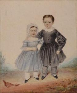 SEED Adrienne 1949,Full portrait of a young brother and sister in a l,1841,Morphets GB 2009-09-10