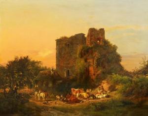 SEEGER Karl Ludwig 1808-1866,Romantische Ruinenlandschaft mit Hirten,Van Ham DE 2013-10-23