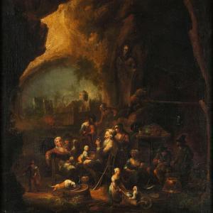 SEEKATZ Johann Konrad 1719-1768,FAMILLE DE PAYSANS DANS UNE GROTTE,Tajan FR 2024-03-18