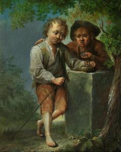 SEEKATZ Johann Konrad 1719-1768,Giovani contadini che giocano con uccellini in un ,Cambi 2024-02-15