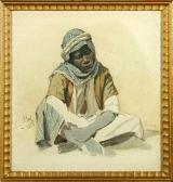 SEEL Adolf 1829-1907,Portrait eines Araberjungen im Schneidersitz mit b,1874,Bloss DE 2007-05-21