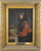 SEELDRAYERS Emiel 1847-1933,Jeune femme au panier de fruits,Rops BE 2017-01-29