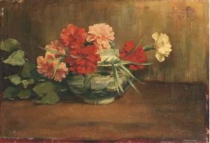 SEELDRAYERS Emiel 1847-1933,Red, pink and white carnations,1889,Christie's GB 2004-09-01