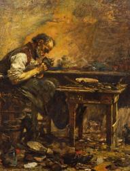 SEGANTINI Giovanni 1858-1899,Il Ciabattino (The shoemaker),1884-1885,Galerie Koller CH 2021-12-03