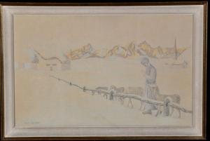SEGANTINI Mario 1885-1958,a shepherdess and flock in the snow,Anderson & Garland GB 2017-08-15