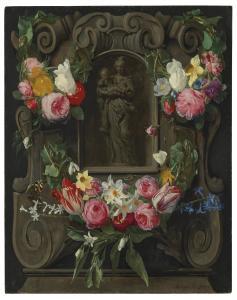 SEGHERS Daniel,A cartouche with the Virgin and Child surrounded b,1643,Christie's 2021-07-09