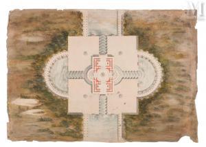 SEHEULT françios lénard 1771-1840,Plan-masse d\’un monument élevé au-dessus de qu,Millon & Associés 2023-05-23