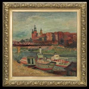 SEIDENBEUTLOWIE Efraim 1902-1945,Wawel Castle and D�bnicki Bridge in Cracow,1934,Agra-Art 2013-06-09