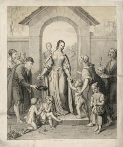 SEIDLER Louise 1786-1866,Die hl. Elisabeth verteilt Almosen,1827,Galerie Bassenge DE 2023-06-07