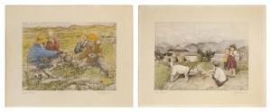 SEILER Willy 1903-1988,Two figural landscapes: \“Ochoa Party\” and \“The ,Eldred's US 2023-06-27
