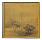 SEISON Fujishima 1863,geese amidst reeds,1863,Lempertz DE 2017-06-09