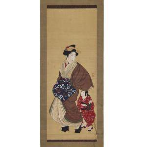 SEITOKU Gion 1781-1829,PORTRAIT OF A GEISHA AND A CHILD,Waddington's CA 2016-08-25