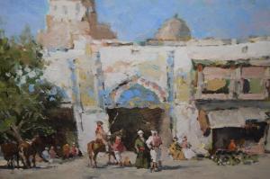 SEKRET Valery 1950,figures in an Eastern market scene with various b,Lawrences of Bletchingley 2021-09-07