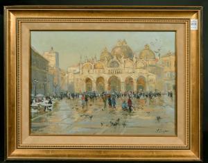 SEKRET Valery 1950,figures on a busy Venetian Plaza,John Nicholson GB 2021-12-22
